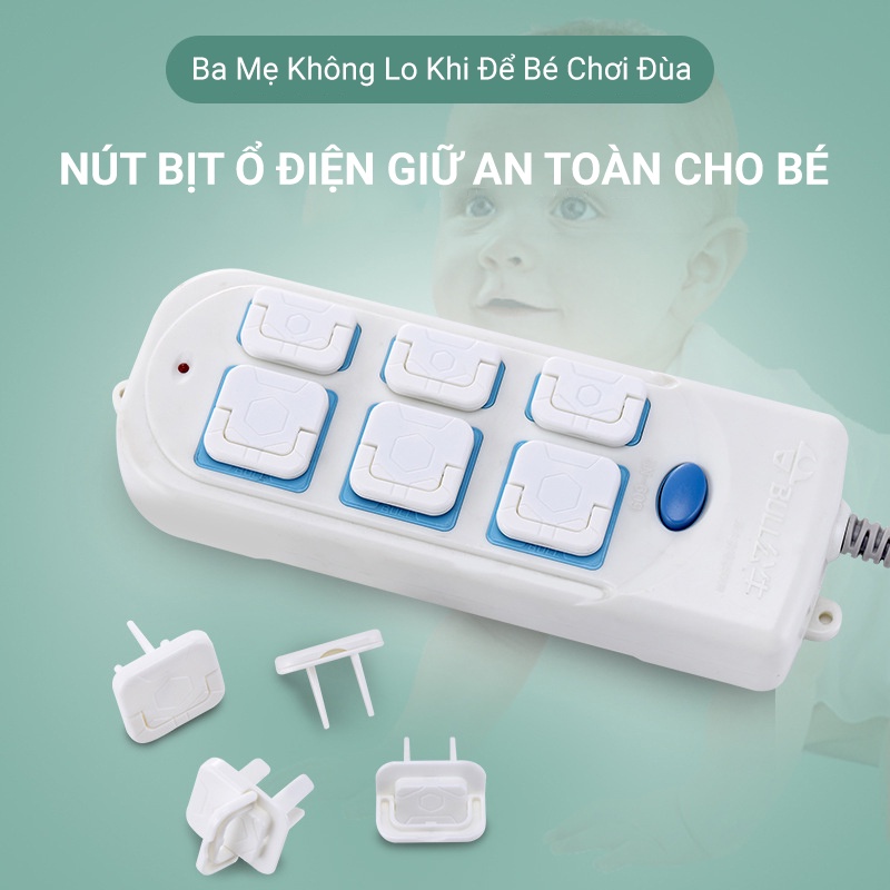 Nút Bịt Ổ Điện 2 Chạc 3 Chạc Cao Cấp Dày Dặn Loại Họa Tiết Trơn Có Quai Cầm Ẩn
