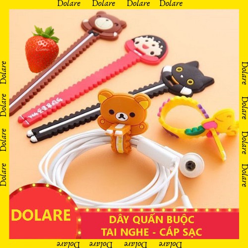 Dây quấn tai nghe, cuốn quấn thu gọn cáp sạc dây sạc chống rối họa tiết hoạt hình cute giá rẻ