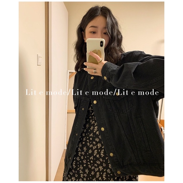 Áo khoác jean Đen unisex form rộng có 6 túi phong cách Ulzzang nam nữ oversize