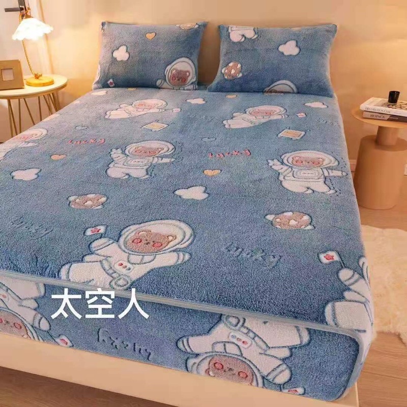 SÉT 3 MÓN GA GỐI NỈ NHUNG TUYẾT SỮA NHÂPH KHẨU ĐỦ SIZE(tặng kèm 2 vỏ gối)