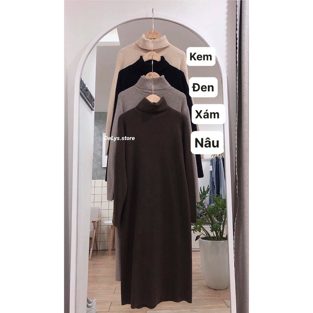 Váy Len Cổ Lọ Dài Tay