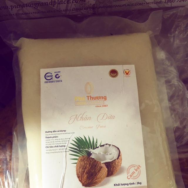 nhân bánh trung thu sữa dừa phú thương loại 2kg