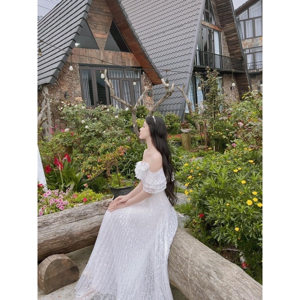 Đầm dư tiệc xếp ly dáng xoè hàng may 2 lớp lót toàn thân | BigBuy360 - bigbuy360.vn