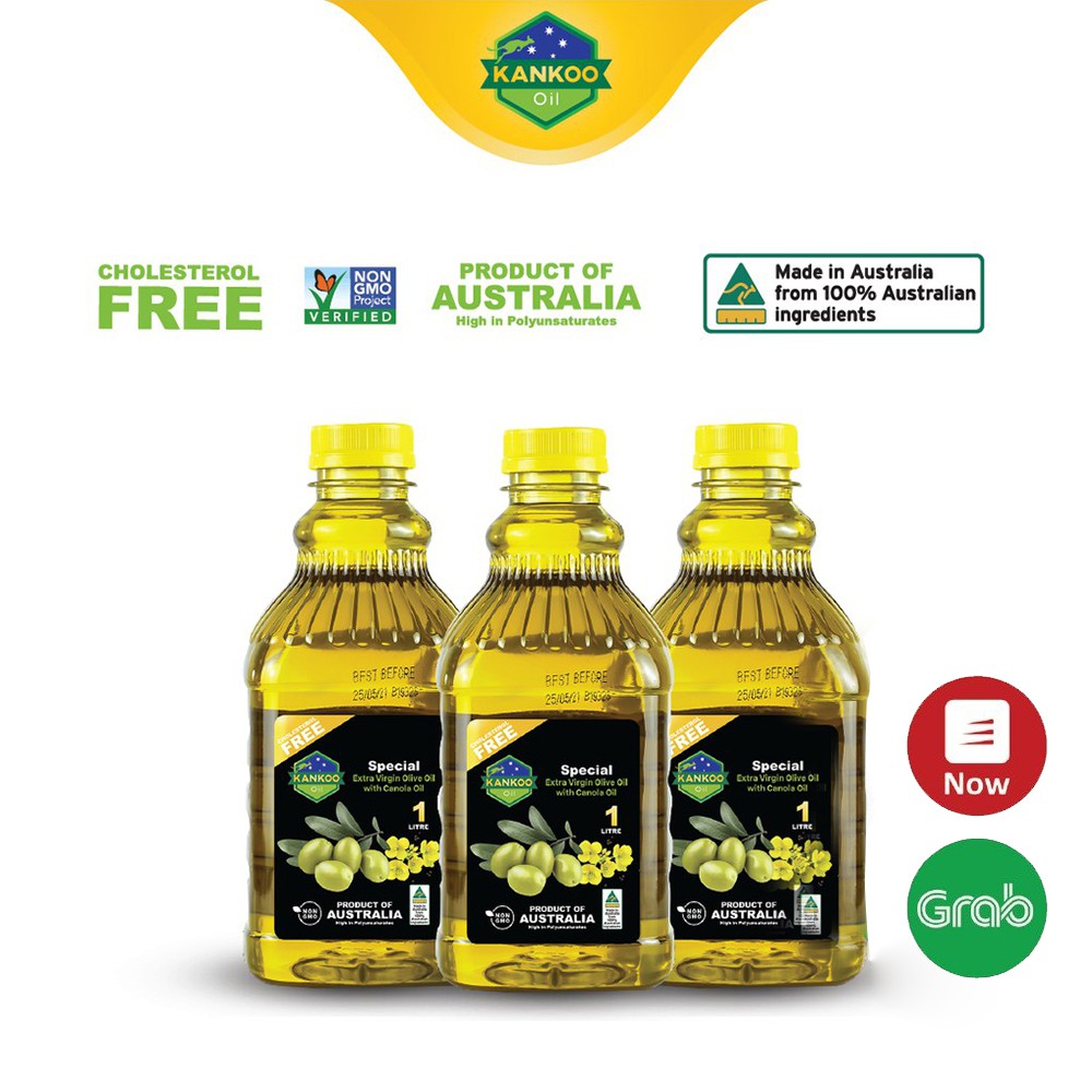 Combo Dầu ăn Oliu hạt cải Kankoo nhập khẩu từ Úc (1 lít x 3 chai)