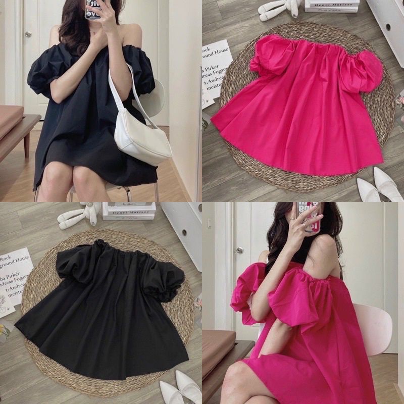 Áo trễ vai giấu quần 45_120kg, áo tay bồng bigsize chất thô nến siêu đẹp