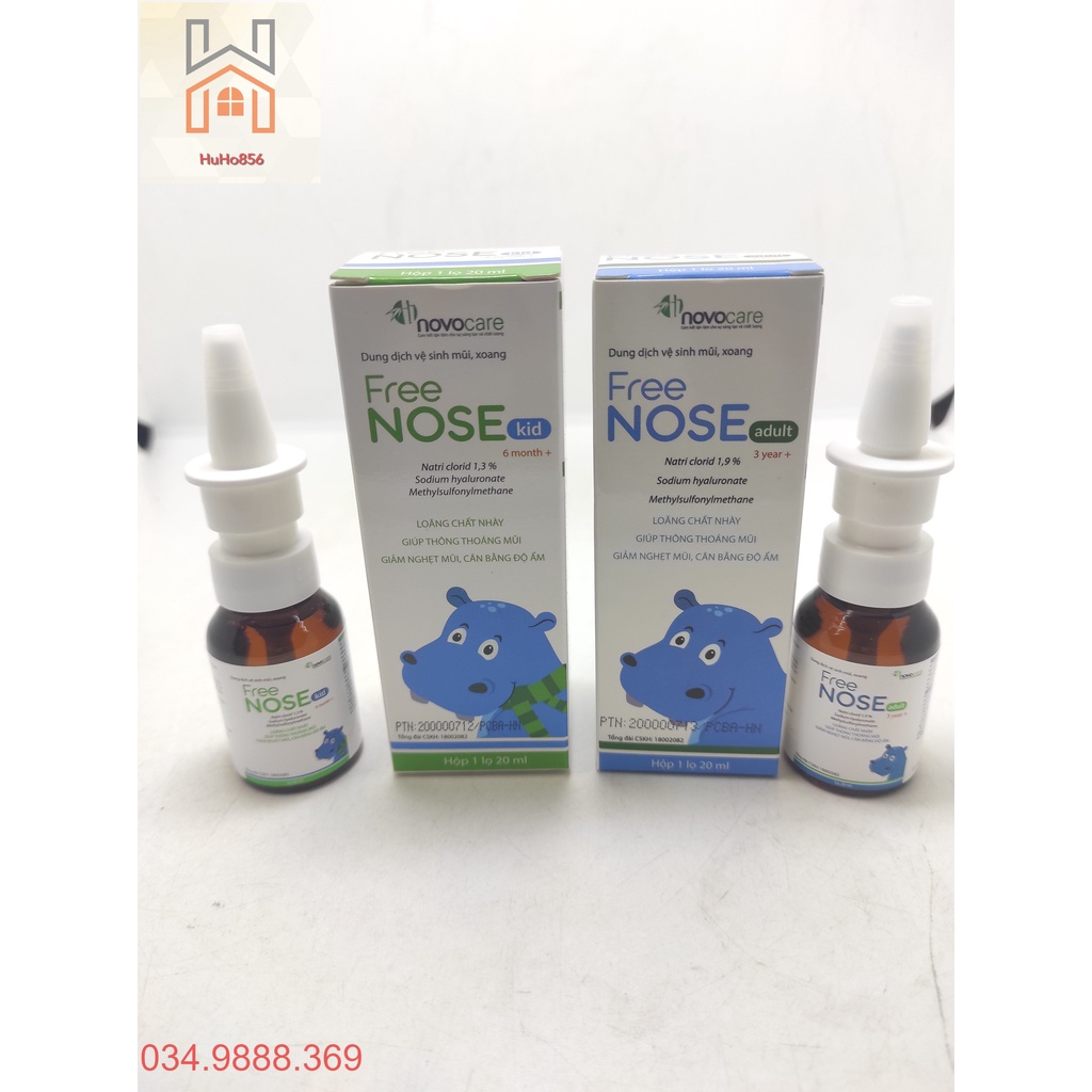 Free Nose Adult &amp; Free Nose Kid - Giúp Thông Thoáng Mũi, Loãng Chất Nhày, Giảm Nghẹt Mũi, Cân Bằng Độ Ẩm