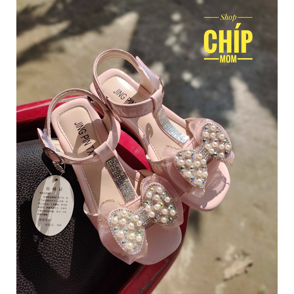 sandal bé gái - dép quai hậu cho bé đi học đế dẻo có gót êm chân gắn đá chắc chắn sang màu đen cho bé từ 2 tuổi 8103