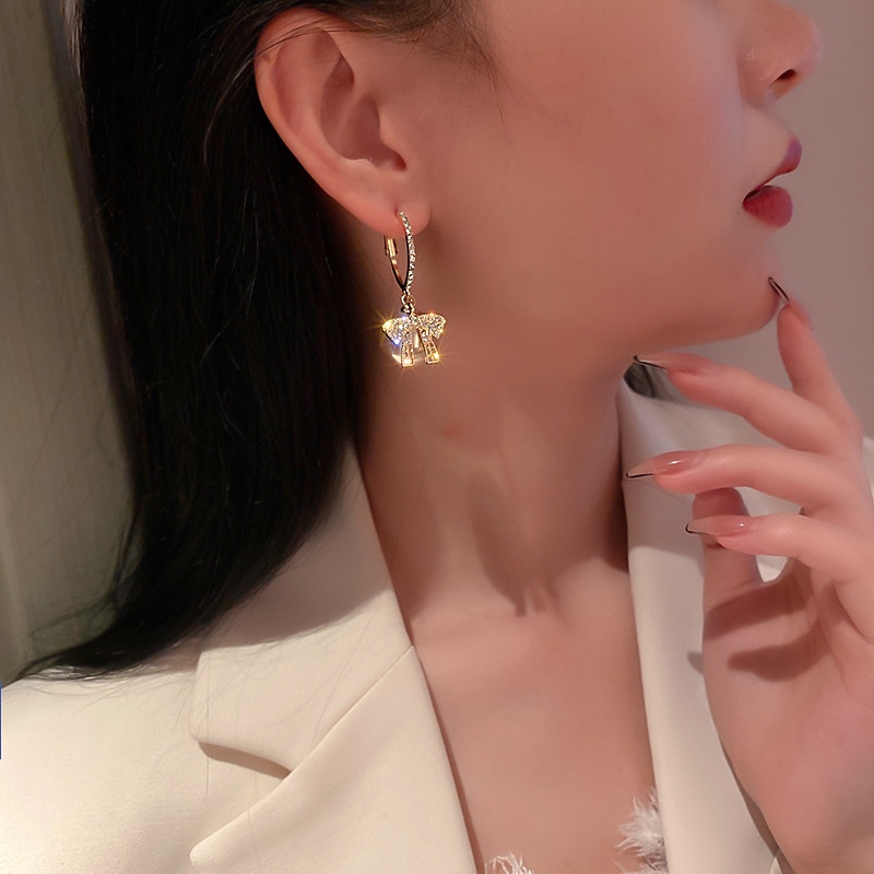 Bông Tai Hình Nơ Đính Ngọc Trai Đơn Giản Hàng Mới Dành Cho Bạn Nữ