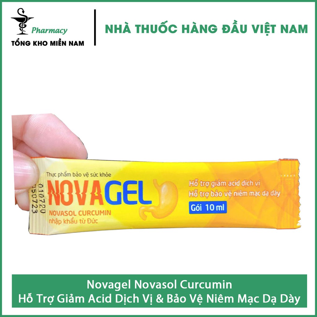 Novagel Novasol Curcumin - Hỗ Trợ Giảm Acid Dịch Vị & Bảo Vệ Niêm Mạc Dạ Dày – Hộp 20 gói x 10ml – Tổng Kho MiềnNam