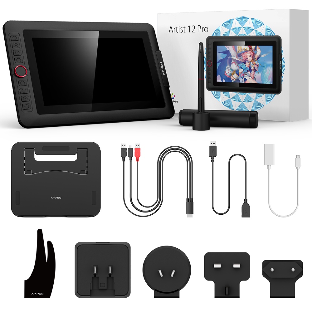 Màn hình vẽ đồ họa kỹ thuật số XPPen Artist 12 Pro Hỗ trợ Chức năng Nghiêng Với Chân đế Miễn phí & Chống chói Bảo vệ quang học Flim & 8192 Lelvels Bút không dùng pin