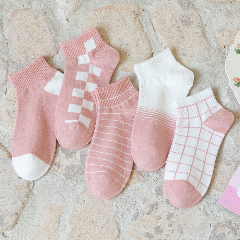 Tất nữ cổ ngắn, set 5 đôi vớ nữ cổ ngắn METAT họa tiết basic xinh xắn phong cách Hàn Quốc T11E