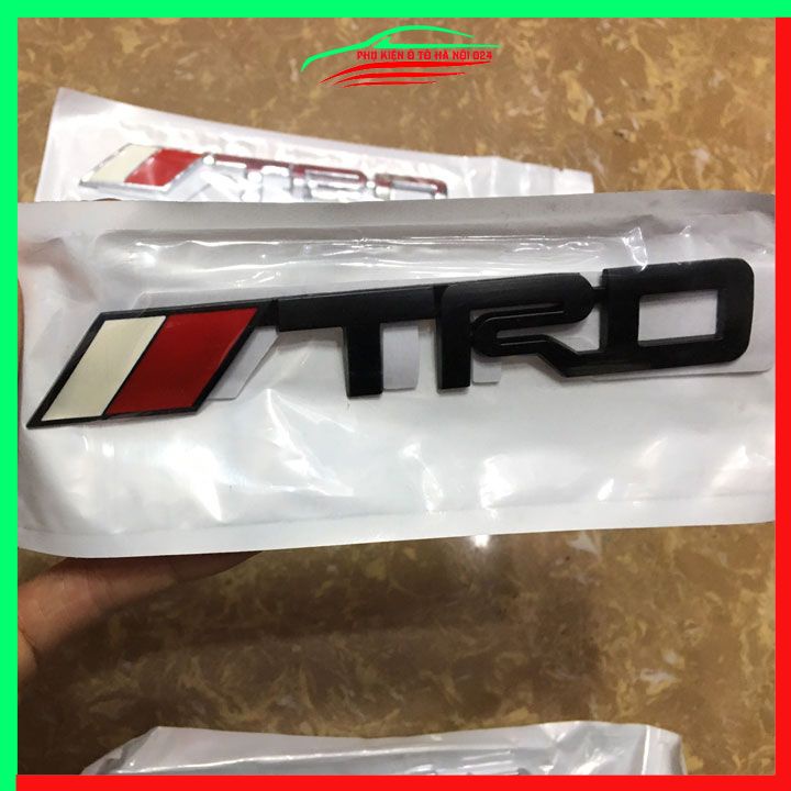 Logo tem dán chữ nổi TRD dùng dán đuôi cho xe ô tô hai màu đen mạ crom