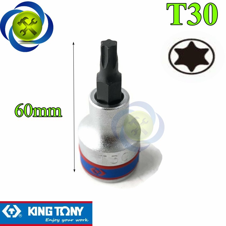 Đầu tuýp sao T30 1/2 Kingtony 402330 dài 60mm trắng đen