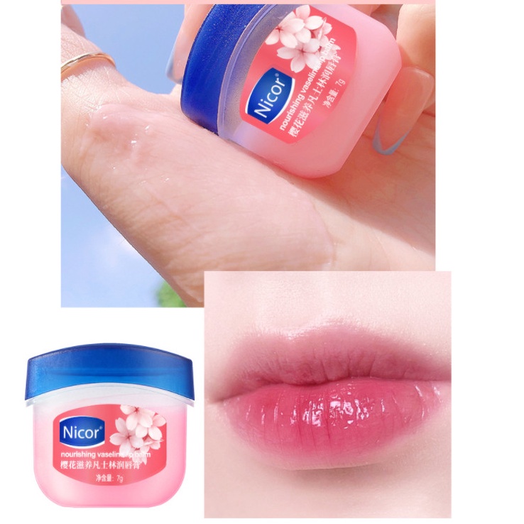 Vaseline dưỡng môi Nicor son dưỡng ẩm chống khô môi 7g 4 vị mật ong, hoa hồng, bơ, không màu