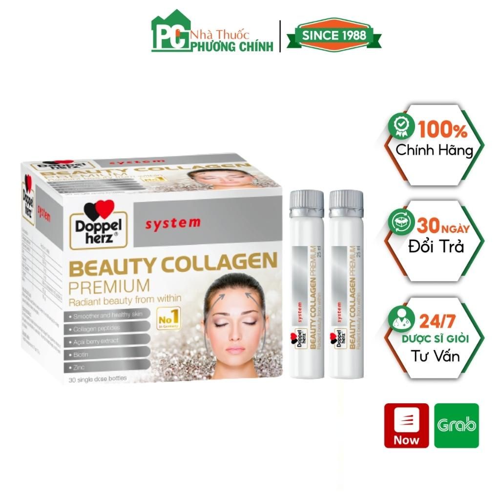 Beauty Collagen Doppelherz Bổ Sung Collagen Peptide Giúp Da Căng Mịn, Giảm Nếp Nhăn &amp; Ngăn Ngừa Lão Hóa (Hộp 30 Ống)