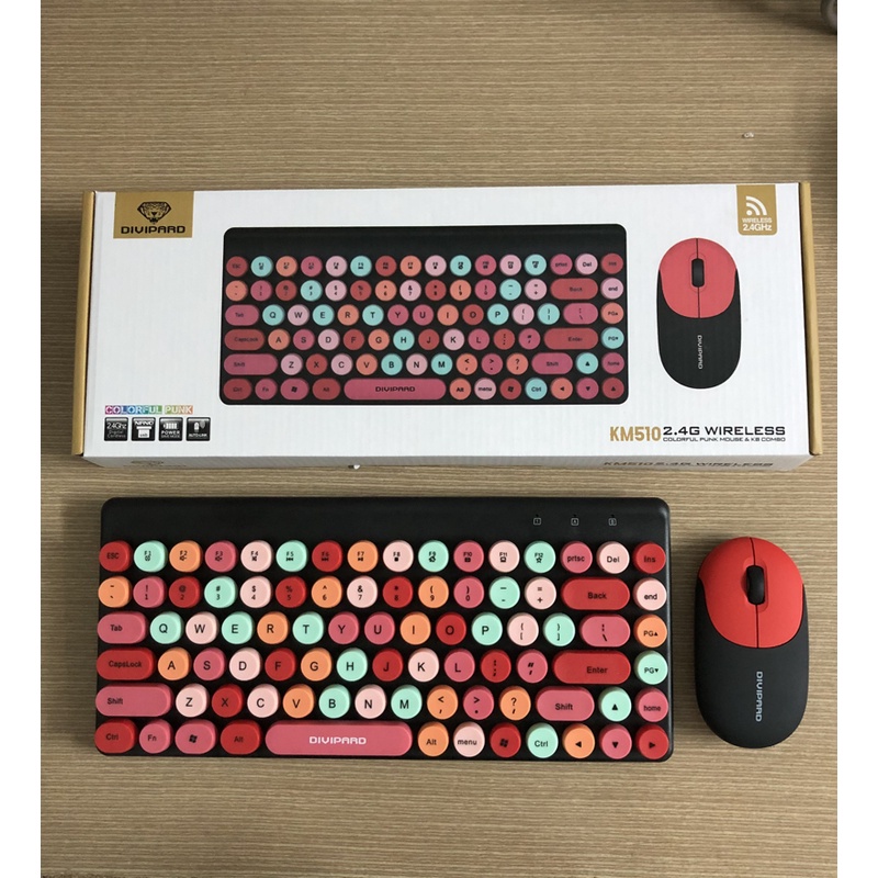 Bộ phím chuột không dây Wireless Divipard KM510 nút tròn 87 Key - tích hợp 12 phím multimedia  Phụ kiện 1986