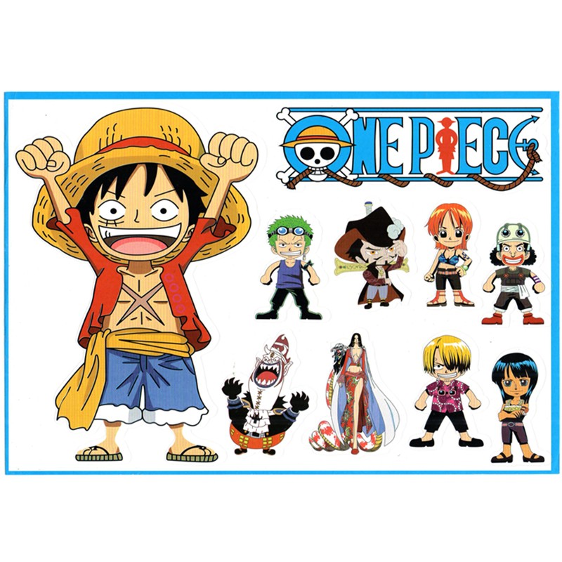 Set 10 miếng dán họa tiết hoạt hình One Piece dễ thương chống thấm nước tiện dụng
