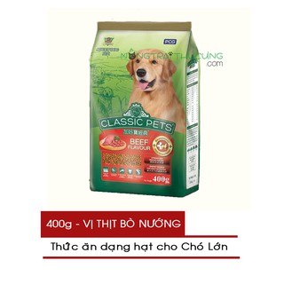 Thức ăn hạt cho Chó lớn CLASSIC PETS gói 400g - Vị Thịt Bò Nướng