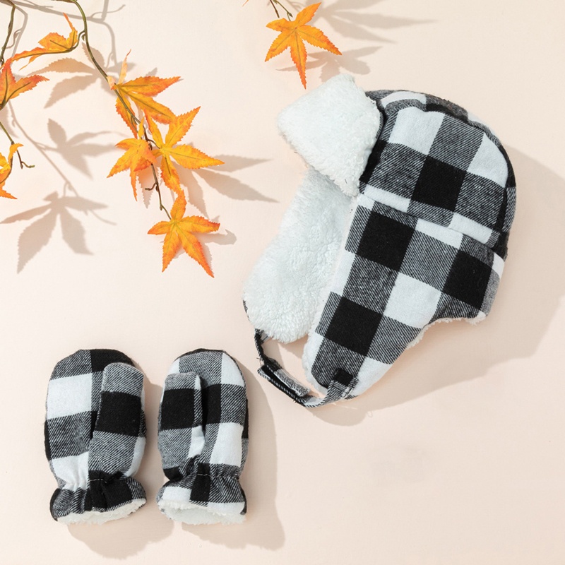 Bộ Găng Tay + Mũ + Găng Tay Bằng Cotton Mềm Giữ Ấm Mùa Đông Cho Bé