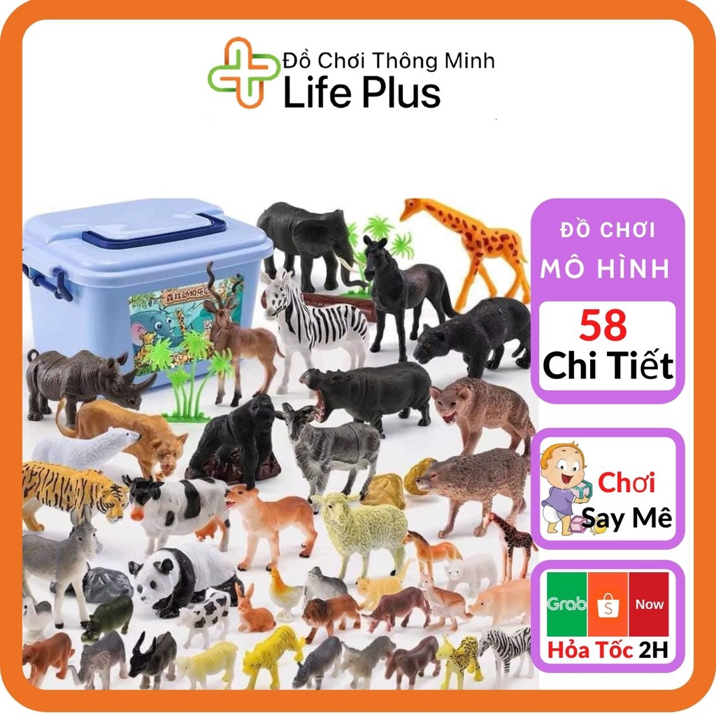 Đồ Chơi Cho Bé Mô Hình Động Vật, Thú Rừng Đẹp 58 Chi Tiết Siêu Thực - Có Hộp Đựng - Mã LP01ĐV - Life Plus