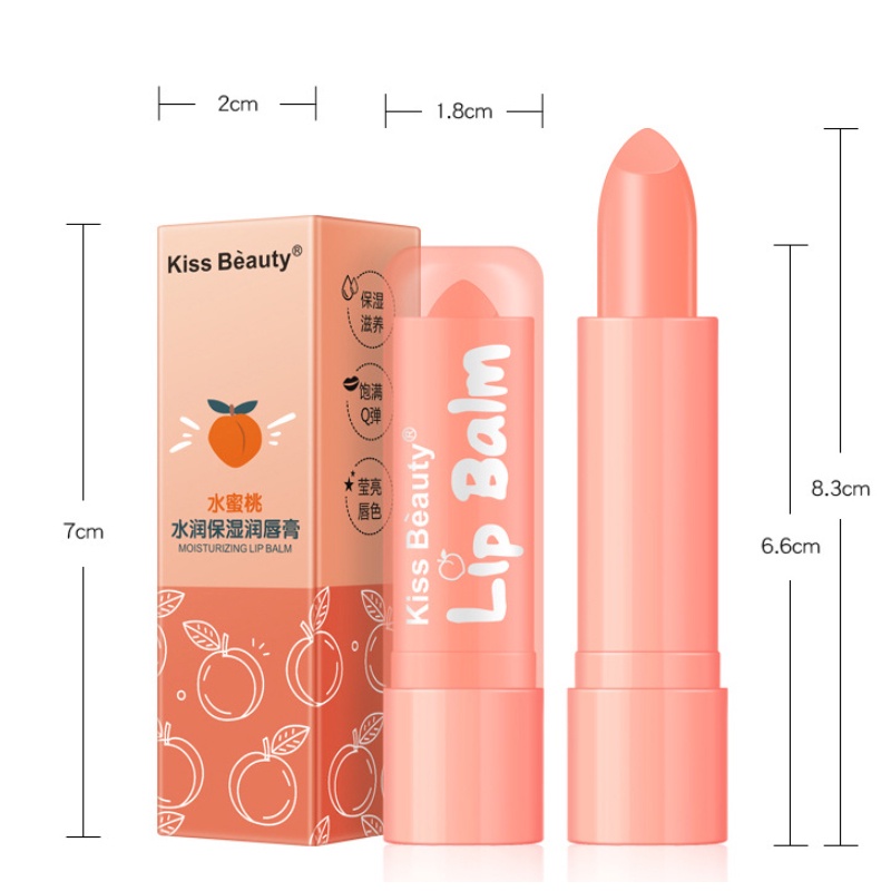 Son Dưỡng Vị Đào có vỏ hộp KISSBEAUTY, dưỡng ẩm cho môi, chống nút nẻ, mùi đào thơm dịu