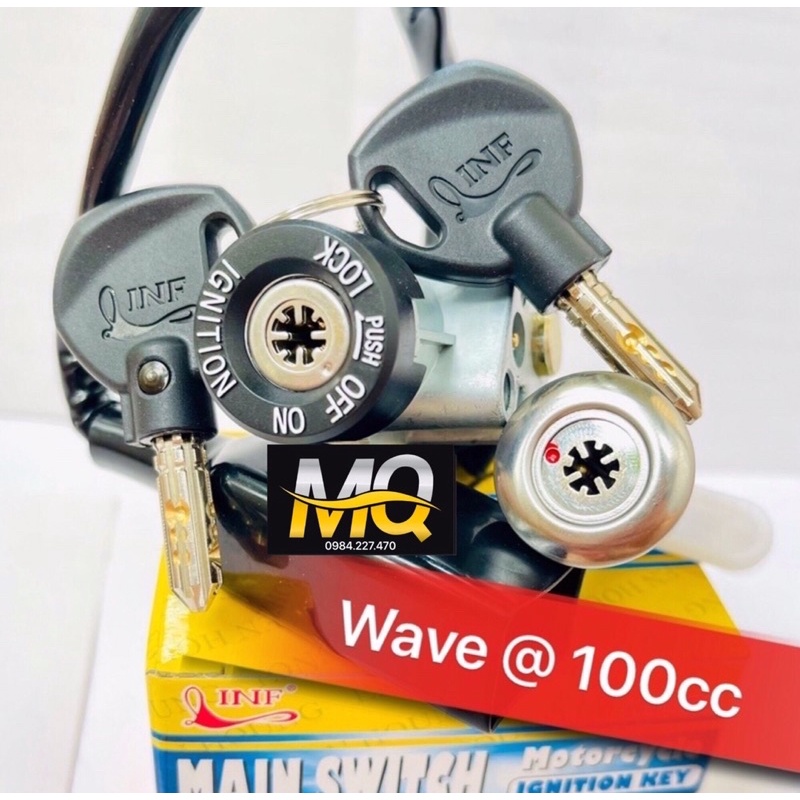 BỘ Ổ KHÓA XE MÁY WAVE a 8 CẠNH ( 8 CHẤU - KHÓA ĐIỆN + KHÓA YÊN) mQ.shop