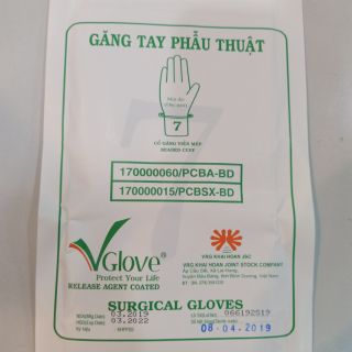 (Lẻ 1 đôi) Găng tay y tế VGLOVE phẫu thuật đóng gói tiệt trùng
