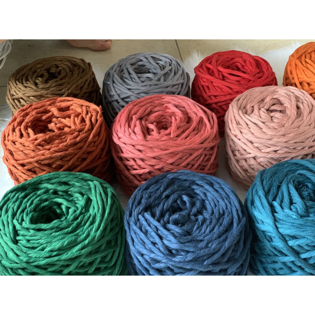 Dây thừng màu đan macrame, dây cotton 1 xoắn - 3mm.
