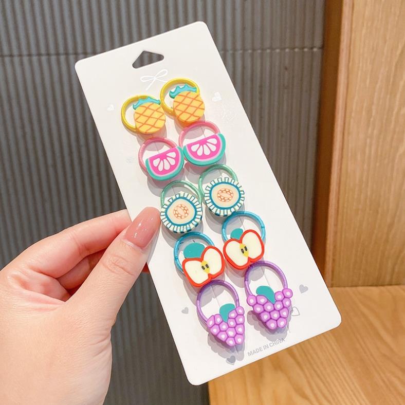 Dây buộc tóc SOLANO dây chun buộc tóc set 10 buộc nỉ hoa quả Hàn Quốc cho bé gái, bạn nữ FAH-001414