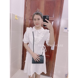 Đầm trắng tay lỡ thắt nơ eo