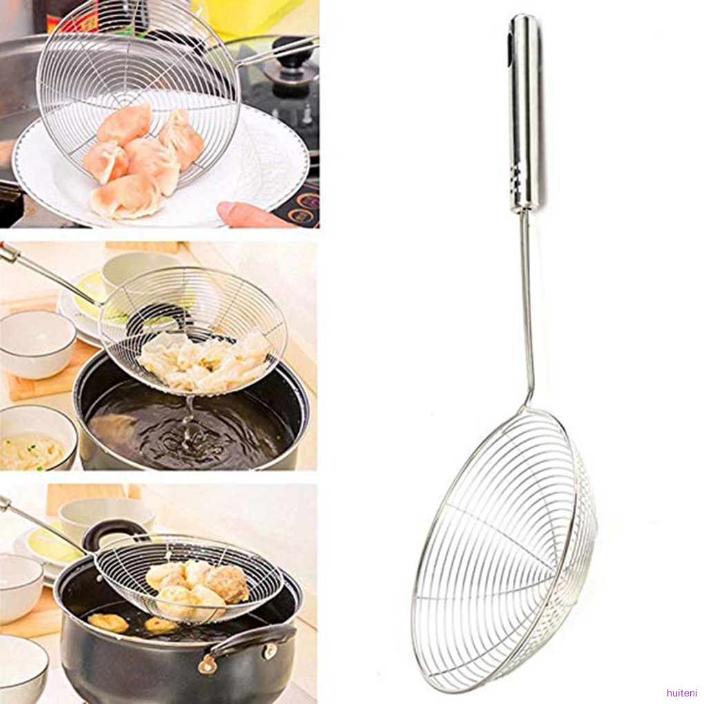 Rây Lọc Bằng Thép Không Gỉ Có Tay Cầm Dài Tiện Dụng Cho Nhà Bếp