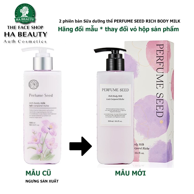 Sữa dưỡng thể dưỡng ẩm tốt trắng da thơm lâu hương nước hoa nhài The Face Shop Perfume Seed Rich Body Milk 300ml