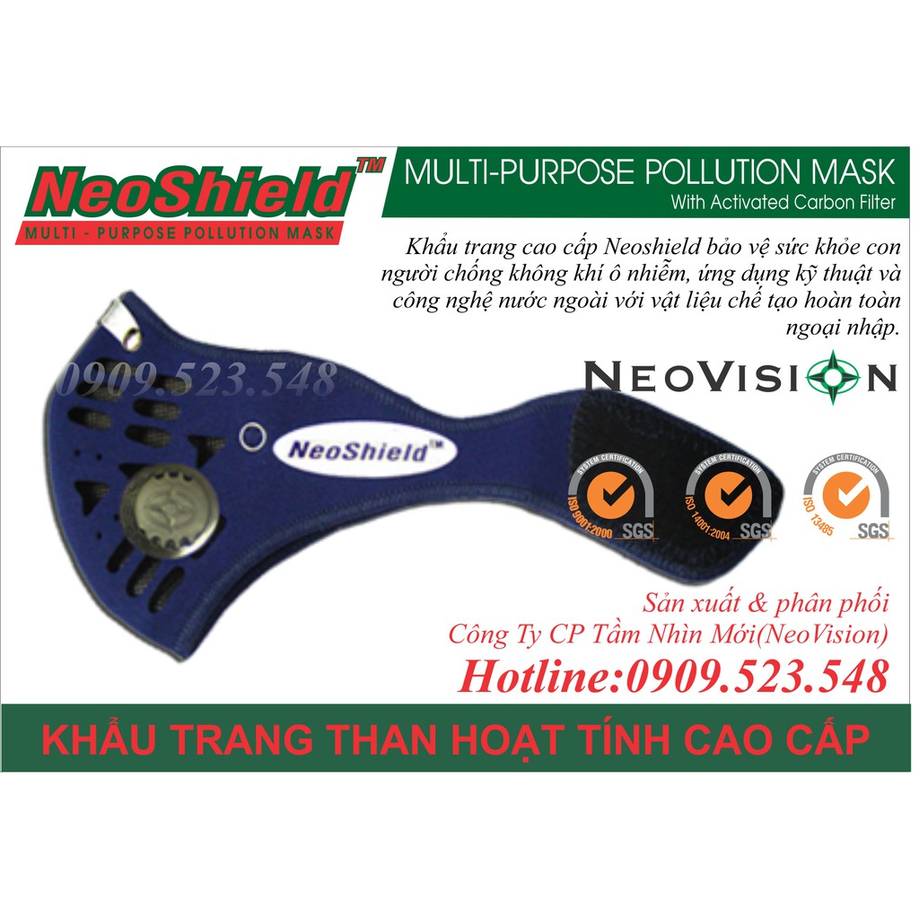 Khẩu trang NeoShield, khẩu trang than hoạt tính cao cấp Neovision lọc bụi chống không khí ô nhiễm