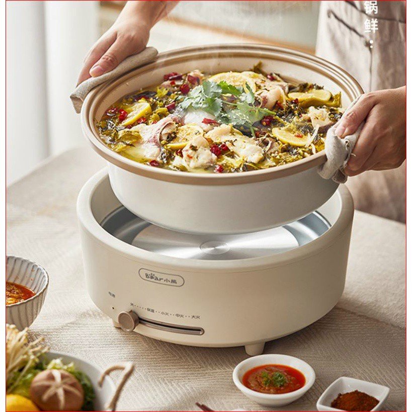 Nồi Lẩu Nướng Điện Uyên Ương 2  Đa Năng Chống Dính BEAR DHG-C60J5- 6L Tháo Rời Bảo