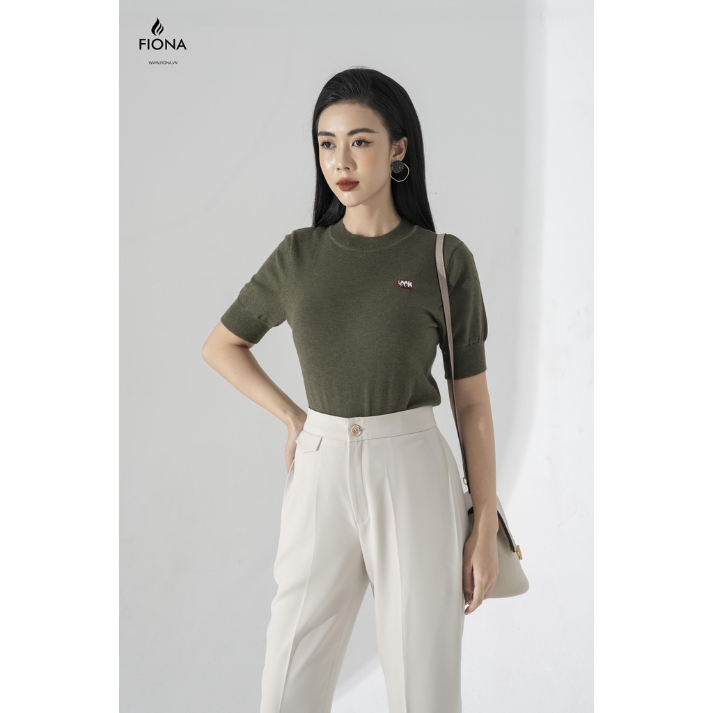 Áo Len Cổ Tròn Nữ FIONA, Áo Cộc Tay Thời Trang Trẻ Trung Mã F850732