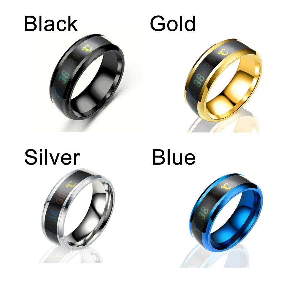 Nhẫn Đo Nhiệt Độ Thông Minh Hiển Thị Nhiệt Độ Bằng Thép Không Gỉ Cho Nam Và Nữ