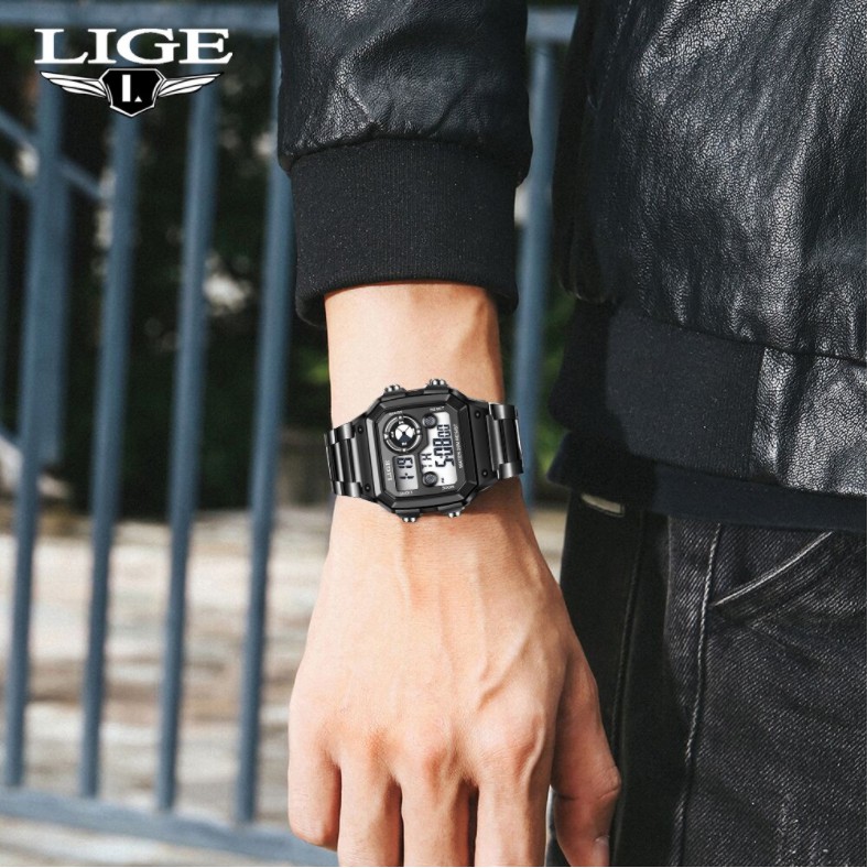 Đồng hồ LIGE màn hình LED điện tử chống nước trẻ trung cho nam