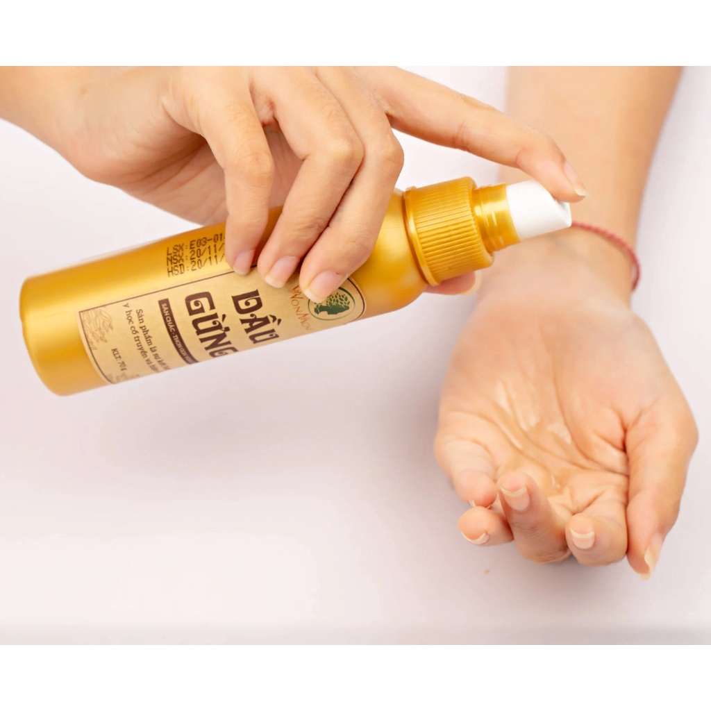 Dầu gừng massage tan mỡ WONMOM Từ thảo dược - Chai xịt 70g - Giảm mỡ, ấm bụng sau sinh - Săn chắc vùng da chảy xệ