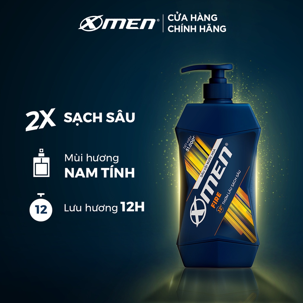 [Mua 1 tặng 1] Dầu Gội X-Men Nước hoa Fire 650G +tặng sữa tắm xmen nước hoa Fire 150g