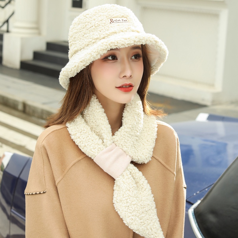 Mũ nón mùa lạnh lông cừu bucket retro phong cách hàn quốc mũ lông cừu nữ mềm giữ ấm