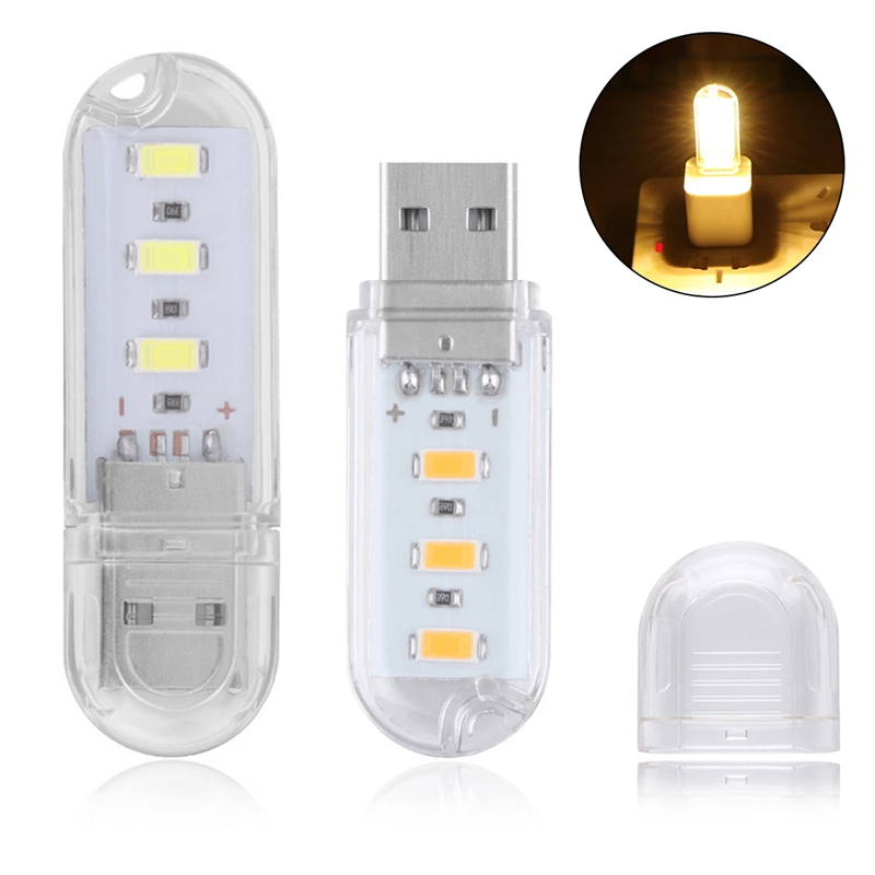 Đèn LED USB 3LED 1.5W DC5V sử dụng với sạc dự phòng thích hợp làm đèn ngủ đèn đọc sách cắm trại