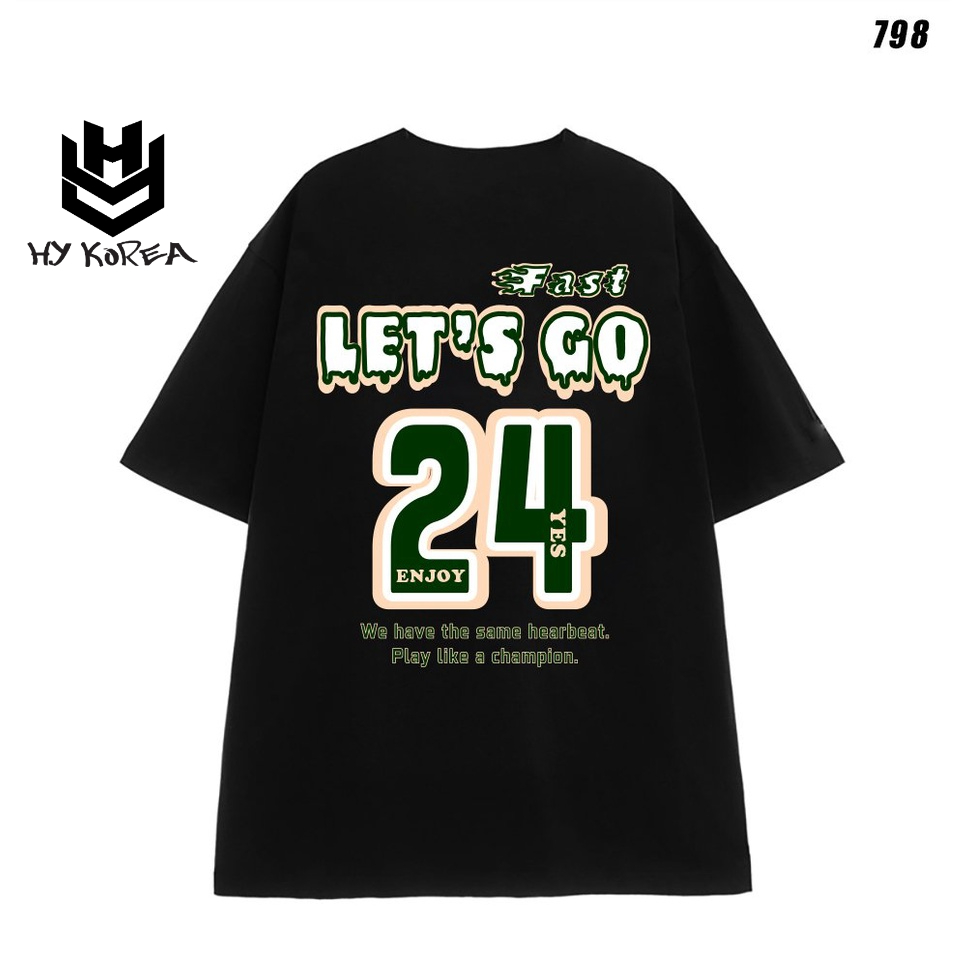 Áo phông form rộng unisex nam nữ tay lỡ Let's Go24 798 HY KOREA