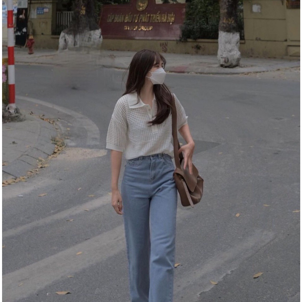 Áo polo len lưới thoáng mát aoluoicoctayA23 Dorastyle