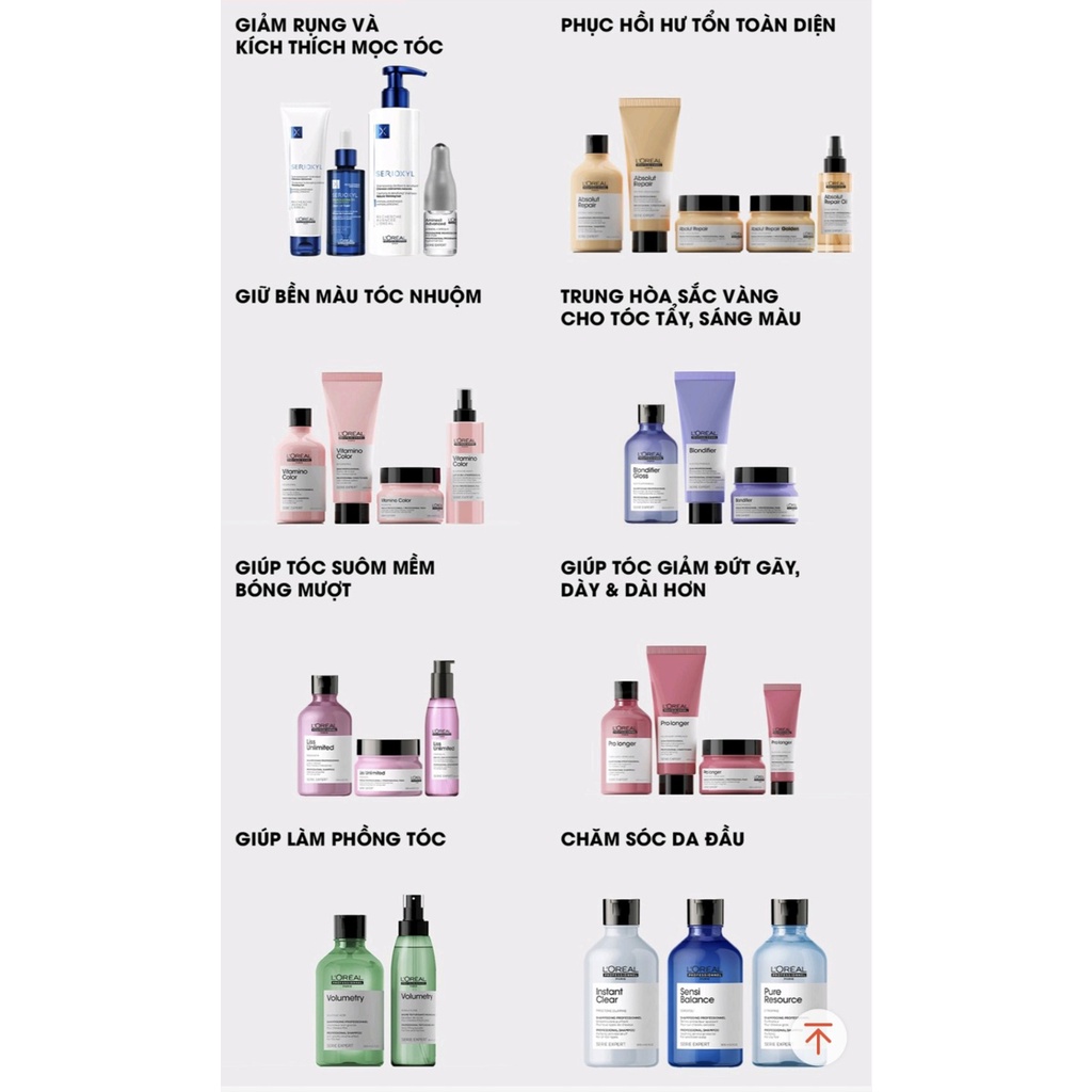 Dầu gội hấp loreal professionnel phục hồi tóc,giữ mầu tóc,suôn mượt,chống gẫy rụng,thải độc cho tóc
