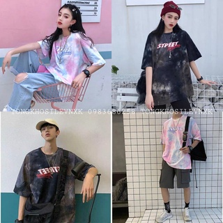 ÁO THUN TAY LỠ UNISEX CAO CẤP IN CHỮ STPEET LOANG MÀU CỰC HOT