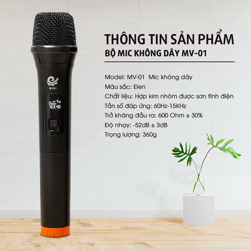 Micro Không Dây, Micro đôi Hát Karaoke MV01/ W003 , Chuyên Dành Cho Mọi Loa Kéo, Âm Ly - Tần Số 50, Hát Nhẹ Và Êm | BigBuy360 - bigbuy360.vn