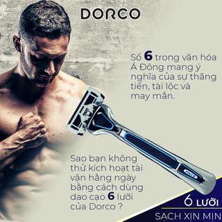 Dao cạo râu 6 lưỡi DORCO PACE 6 Plus [6 lưỡi - đầu cắt tóc mai] (Vỉ gồm 1 cán + 1 đầu cạo)