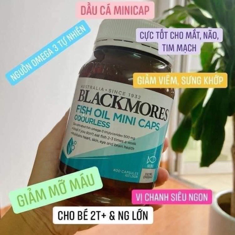 Blackmores Odourless Fish Oil - Dầu Cá không mùi Blackmores viên nhỏ, viên to 400 viên Úc