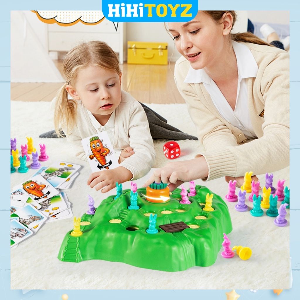 Trò chơi bẫy thỏ bản nâng cấp cho trẻ 3 tuổi+ Board game thỏ & rùa vượt bẫy cà rốt