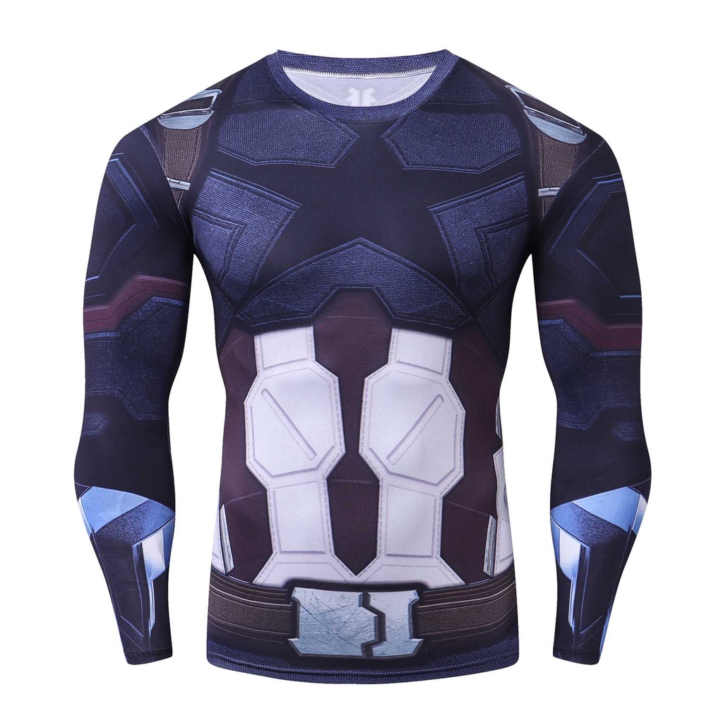 Áo thun HUQISHA tay dài bó sát thiết kế siêu anh hùng dành cho nam